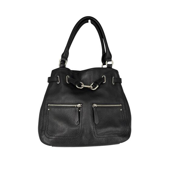 Cole Haan Pebbled Leather Bag Purse Old Money Quiet Luxury Black Shopper Tote - Picture 1 of 13